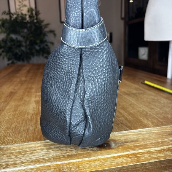 COACH Black Pebbled Leather Hobo Shoulder Bag Handbag Purse Zip Front Pocket - Picture 7 of 16